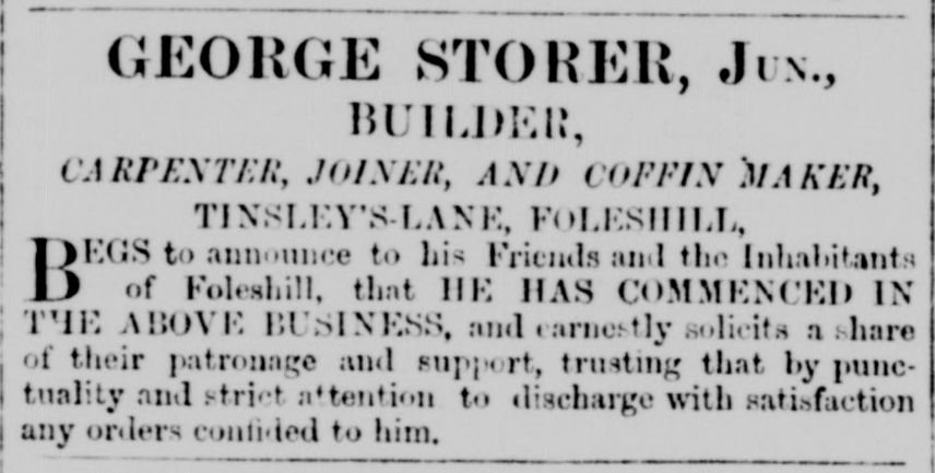 George Storer, Builder. Advert.