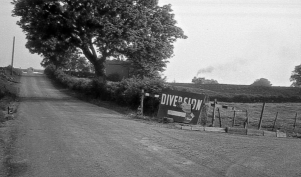 Changing scene on Bowerham Lane. Diversion sign.