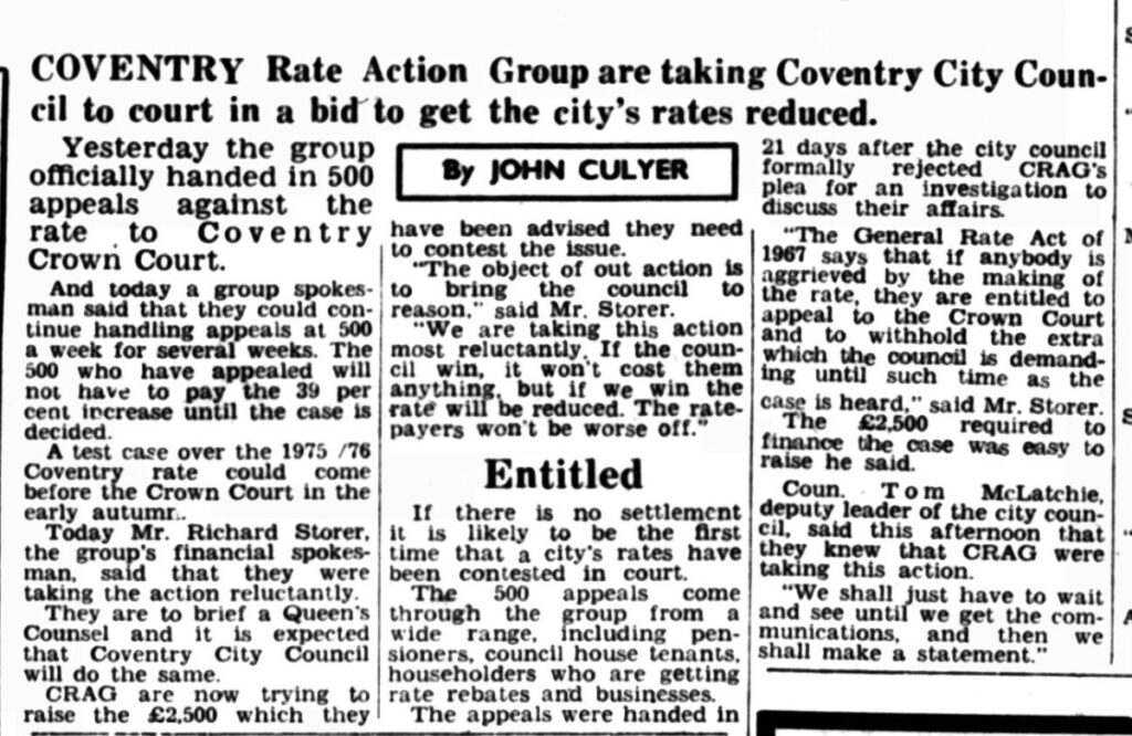 Rich'd Storer, Coventry Rates Action Group.